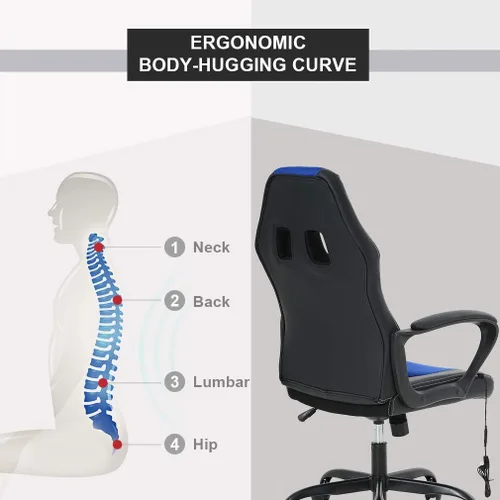 Miniatura 8 de Silla para videojuegos, sillón de oficina con masajeador, sillón de escritorio ergonómico, sillón de videojuegos de piel sintética y ajustable