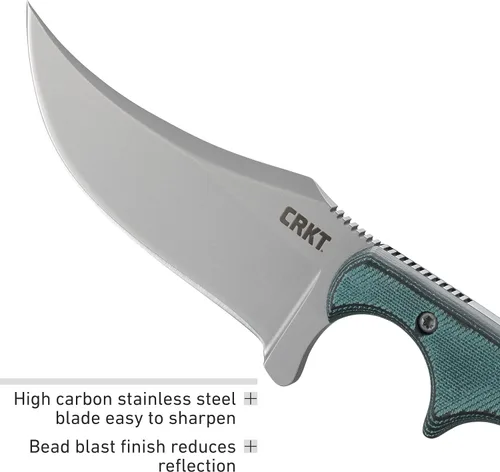 Miniatura 4 de CRKT Cuchillo de hoja fija de supervivencia al aire libre minimalista persa con vaina: hoja de borde liso de acero inoxidable, mango de micarta