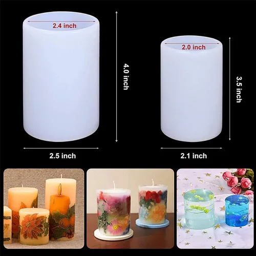 Miniatura 7 de Katutude Paquete de 5 moldes para velas cilíndricas, moldes de silicona 3D para velas perfumadas de bricolaje, jabón hecho a mano, cera