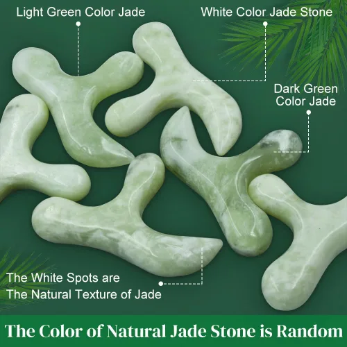 Miniatura 2 de Herramienta de masaje de punto de activación de tejido profundo, piedra de raspado de acupuntura de jade natural Gua Sha, masajeador de punto