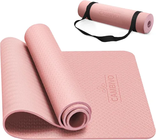 CAMBIVO Tapete de yoga para mujeres, hombres y niños, 1/3, 1/4 y 2/5 pulgadas, extra grueso, antideslizante, 72 x 24 pulgadas, tapete de yoga de Rosa