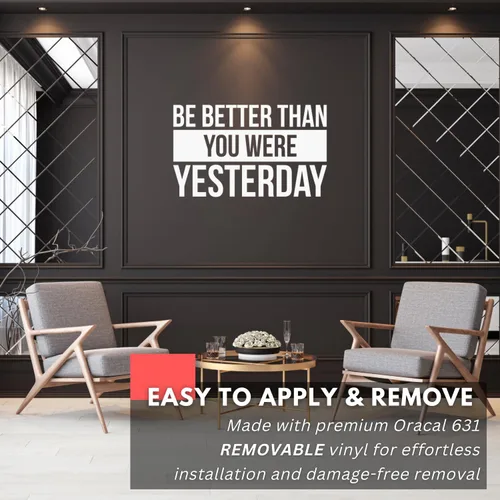 Miniatura 4 de My Vinyl Story - Be Better Than You were Yesterday - Calcomanía motivacional para pared, cita artística, frase para decoración en casa, oficina
