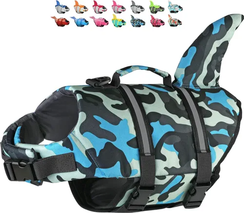 Miniatura 17 de Dogcheer Chaleco salvavidas para perros Tiburón, Chaleco salvavidas ajustable para perros para natación y navegación con flotabilidad superior y asa