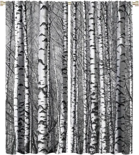 Miniatura 14 de Cortinas de abedul para sala de estar, niebla matutina en otoño, decoración del hogar, 42 x 45 pulgadas de largo