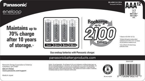 Miniatura 3 de Eneloop Panasonic BK-4MCCA12FA AAA 2100 Ciclo Ni-MH Baterías recargables precargadas y baterías recargables precargadas BK-3MCCA4BA AA 2100 ciclo