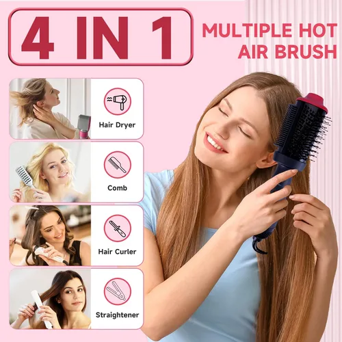 Miniatura 7 de Peine con calefacción y cepillo secador 4 en 1, cepillo alisador de pelo, doble modo para secar, alisar, rizar y dar volumen a todo tipo de cabello