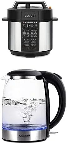 COSORI Olla a presión eléctrica 6QT y COSORI Hervidor eléctrico con filtro de acero inoxidable y tapa interior