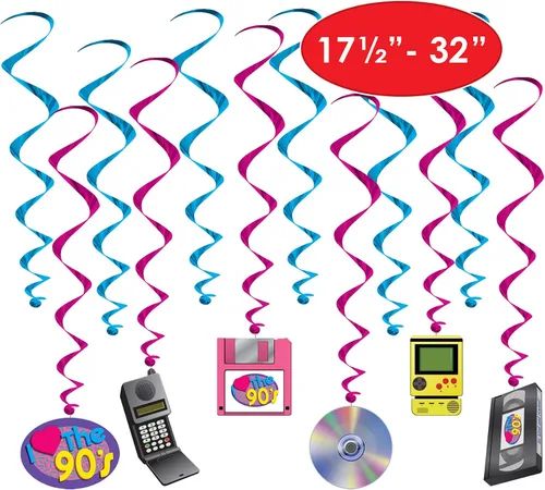 Miniatura 2 de Beistle 53489 I Love The 90's Whirls, 24 piezas, 15"-28", multicolor