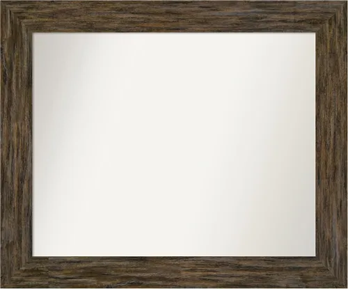 Miniatura 75 de Amanti Art Espejo personalizado, espejo de baño marrón Fencepost, espejo de pared o espejo de tocador de baño sobre el fregadero (27 x 27 pulgadas)