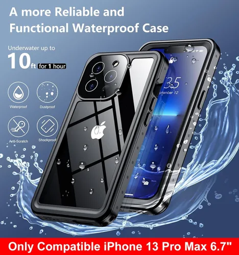 Miniatura 4 de SPIDERCASE Solo diseñada para el iPhone 13 Pro Max, funda impermeable, lente incorporada y protector de pantalla, protección completa de alta