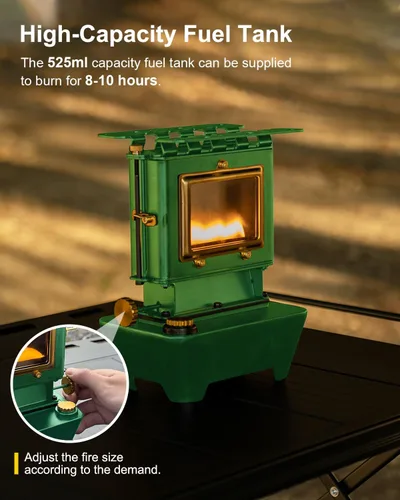 Miniatura 3 de Linterna de aceite para camping, lámpara de aceite con estufa de cocina, lámpara de combustible para exteriores, lámpara de aceite portátil, Verde