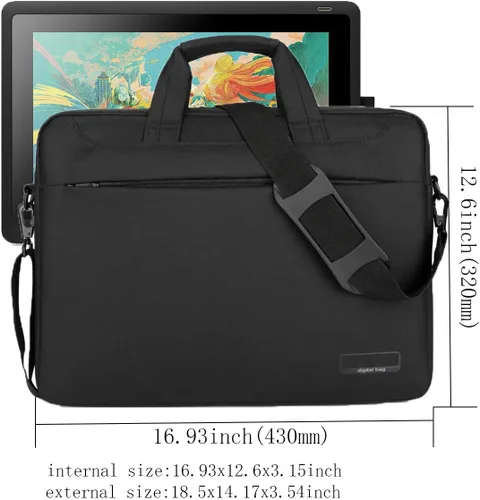 Miniatura 2 de Bolsa de transporte para monitor de dibujo con bandolera grande impermeable con guante de artista para Huion GT-156HD V2 Wacom Cintiq 16 DTK1660