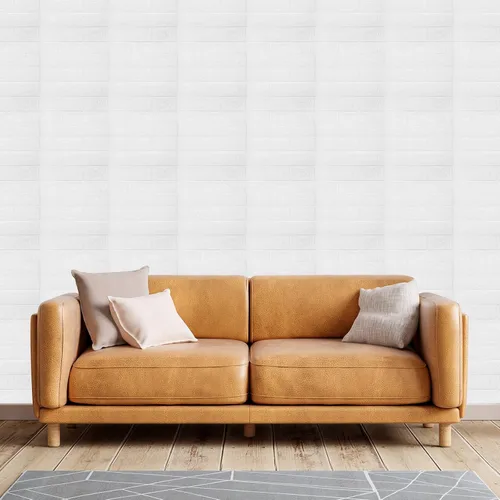 Miniatura 5 de uxcell Paneles de pared 3D para despegar y pegar, 30 piezas de papel tapiz de ladrillo de espuma para dormitorio, panel de pared de piedra Blanco