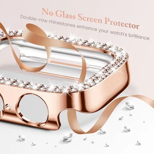Miniatura 3 de Goton Paquete de 4 Fundas con Diamantes de Imitación para Apple Watch, Protector de 38mm para Series 3/2/1, Funda con Diamantes de Imitación