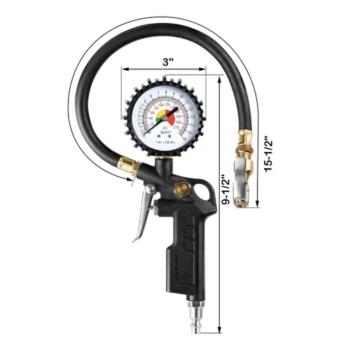 Miniatura 6 de CZC AUTO Inflador Desinflador de Neumáticos Indicador de Presión de Aire con Manguera de Goma, Calibre de Inflado de Rueda de Dial de 2-1/2 Pulgadas