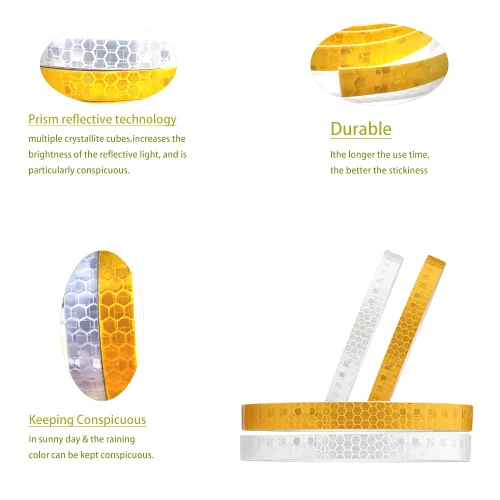 Miniatura 2 de Cinta de seguridad reflectante, tiras reflectantes amarillas de 1/2 pulgada x 45 pies, cinta reflectante impermeable de alta viscosidad para Amarillo