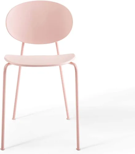 Miniatura 6 de Modway Palette - Silla moderna de plástico moldeado para comedor, color rosa, juego de 2, viene totalmente montada
