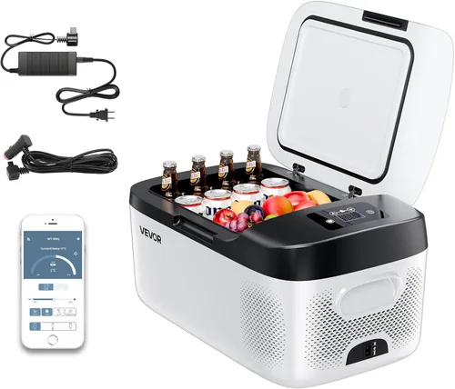 Miniatura 16 de VEVOR Refrigerador de automóvil de 12 V de 10 cuartos de galón, mini congelador portátil con control de aplicación, -4 ℉ a 68 ℉, 12/24 V CC