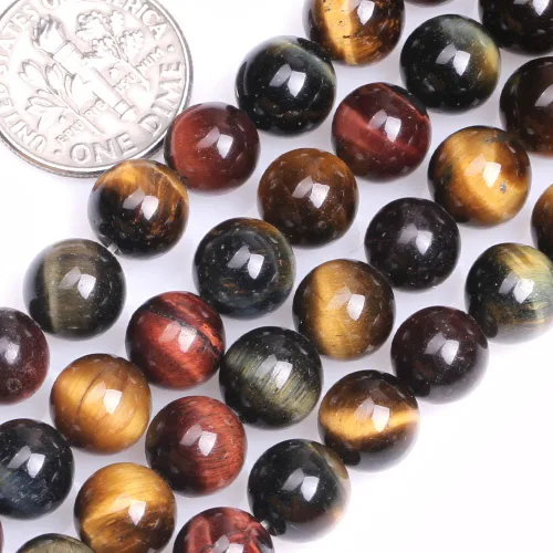 Miniatura 77 de GEM-Inside Cuentas sueltas de piedra natural de lava negra de 8 mm, redondas, piedra de energía para hacer joyas 15' Negro