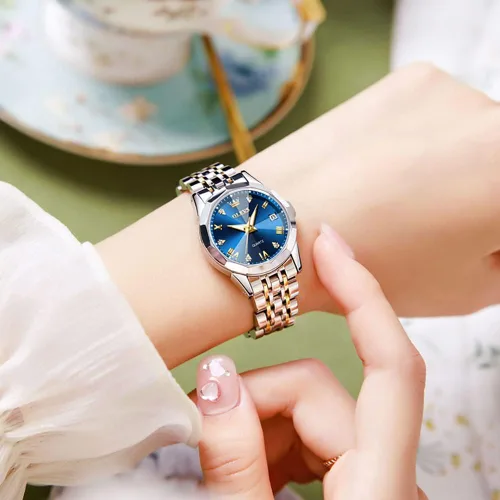 Miniatura 8 de OLEVS Womens Watch Fashion Dress Diamond Female Watches for Ladies Analog Quartz Stainless Steel Waterproof Luminous Day Date Two Tone Wristwatch