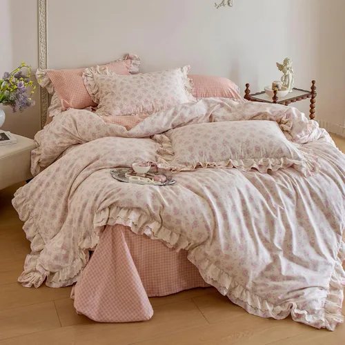 Miniatura 34 de Polka Dot Twin XL Duvet Cover Pink Zipper Twin XL Comforter Cover Cotton Double Gauze Cute Soft Duvet Cover Set with 2 Pillowcases Boho Girls