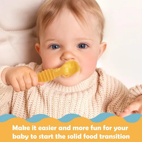 Miniatura 5 de 8 utensilios de destete LED para bebés, cuchara de silicona de primera etapa, cucharas multicolor para bebés de más de 6 meses, Cucharas