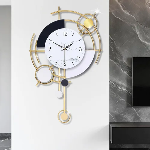Miniatura 10 de Reloj de Pared para Sala de Estar, Cuarzo de Calidad Silenciosa Operado con Batería con Péndulo, Relojes de Pared Grandes Analógicos para Sala
