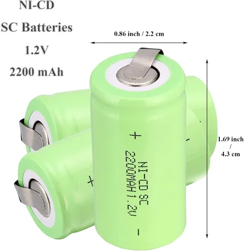 Miniatura 2 de Ni-Cd 1.2V 2200MAH Batería Recargable Sub C SC Baterías (Verde* 6)