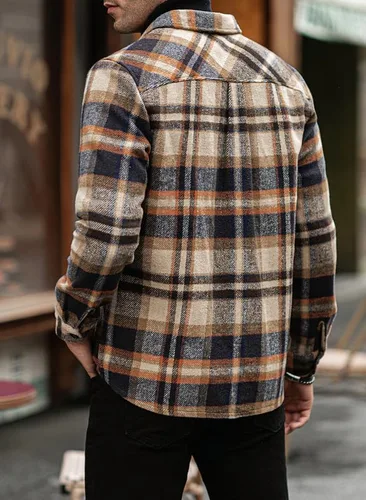 Miniatura 2 de JMIERR Camisas de franela para hombre, estilo casual, con botones, manga larga, a cuadros, chaquetas ligeras con bolsillos