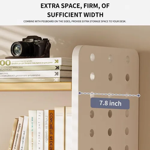 Miniatura 3 de Organizador de escritorio de madera, estantería de escritorio de 2 niveles para suministros para el hogar y la oficina, organizador de escritorio