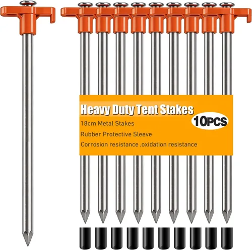10 PCS Estacas para Tienda de Campaña de Servicio Pesado Estacas para Tienda de Campaña de 7 Pulgadas de Metal Antioxidante Clavijas para Tienda con