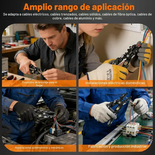 Miniatura 7 de Herramienta pelacables mejorada 2026, crimpadora de corte multifuncional 25 en 1 y llave de perno de tuerca, cables de 16 AWG a 3 AWG, pelacables
