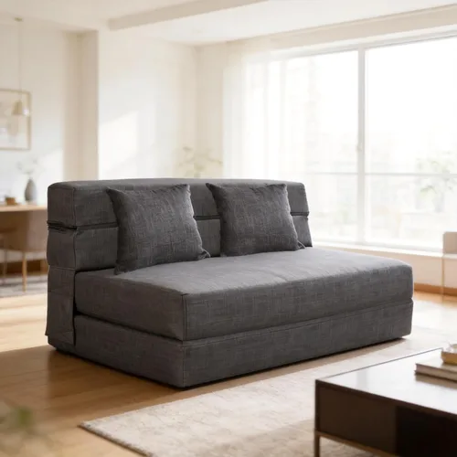 Miniatura 12 de Nigoone Sofá cama plegable de espuma viscoelástica con cojín, silla reclinable, sofá cama individual convertible para invitados, futón, funda Azul