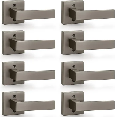 Miniatura 72 de Probrico Paquete de 4 manijas de puerta simuladas en negro mate, manijas interiores que no giran, manijas reversibles resistentes para interiores