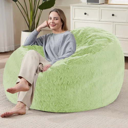 Miniatura 31 de Bean Bag Cover (No Filler) Soft Faux Fur Stuffed Animal Bean Bag Storage, Fluffy Plush Bean Bag Chair Cover Washable, Comfy Bean Bag Covers for Dark