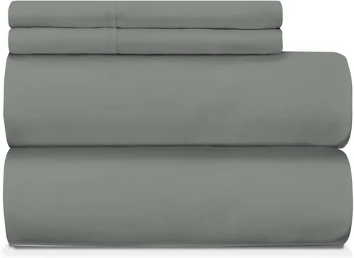 NISAKI Juego de sábanas de algodón tamaño individual, color gris oscuro, 100% algodón peinado de fibra larga con bolsillo profundo de 15 pulgadas