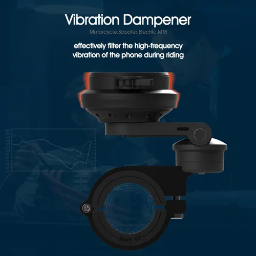 Miniatura 2 de Soporte de teléfono para motocicleta, soporte para teléfono celular con módulo amortiguador de vibraciones, soporte de manillar de bicicleta frontal