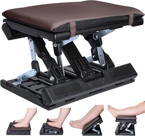 Miniatura 10 de Reposapiés ergonómico para debajo del escritorio en el trabajo, con altura y ángulo ajustables, taburete plegable con almohadilla extraíble cuentas
