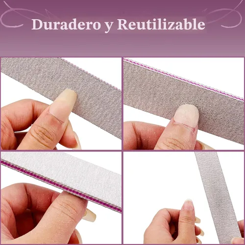 Miniatura 4 de HeeYaa Lima de uñas, 12 unidades, profesional, reutilizable, grano 100/180, de doble cara, lavable, herramientas de manicura para extensión de uñas