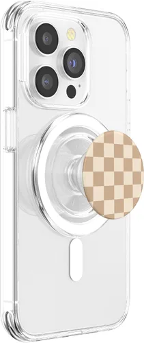Miniatura 4 de PopSockets MagSafe PopGrip de tablero de ajedrez clásico a cuadros beige claro para iPhone