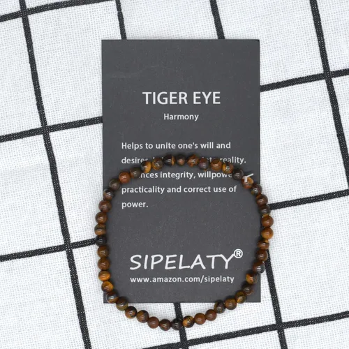 Miniatura 2 de Pulsera de piedras preciosas naturales con cuentas de 532 de pulgada, para parejas