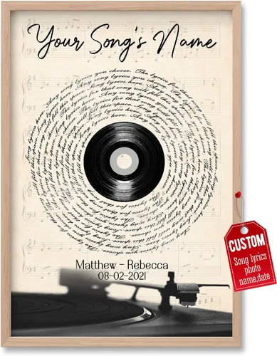 Miniatura 13 de H-DEWALL Póster personalizado de letras de canciones, regalos de cumpleaños para esposo para dormitorio, discos de vinilo, fotos, regalos para él