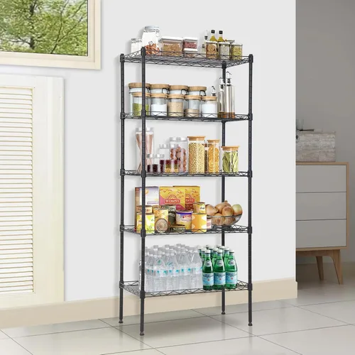 Miniatura 2 de Estantería de almacenamiento de 5 niveles, estante NSF ajustable en altura, estantes de alambre organizador de acero para lugares pequeños, cocina