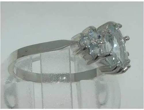 Miniatura 3 de Anillo de plata de ley 925 auténtica aguamarina para mujer