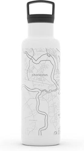Miniatura 17 de Well Told Botella de agua aislada con mapa de Washington DC grabado, botella de acero inoxidable grabada (21 onzas, blanco) botella aislada de mapa