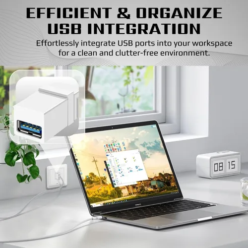Miniatura 4 de TNP USB 3.0 Keystone Jack Insert - Conector USB Keystone hembra a hembra adaptador compatible con Superspeed USB 3.0 y puerto USB 2.0 para panel