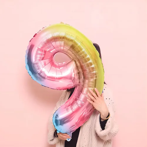 Miniatura 4 de Globos gigantes de 40 pulgadas con el número 9 del arco iris, globos de cumpleaños, globos de aluminio de Mylar de helio para decoraciones