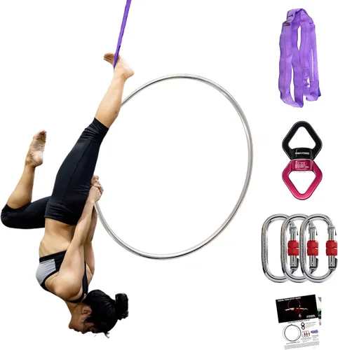 PRIOR FITNESS Juego de aros aéreos Lyra para adultos suspensión anillo profesional equipo de aro aéreo de un solo punto de acero inoxidable