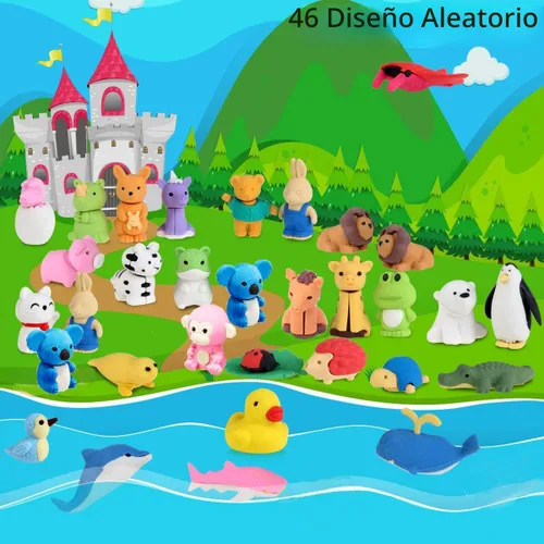 Miniatura 2 de URSKYTOUS 46 borradores de animales de escritorio para niños, borradores de lápices de animales, juguetes de borrador a granel, regalos para premios