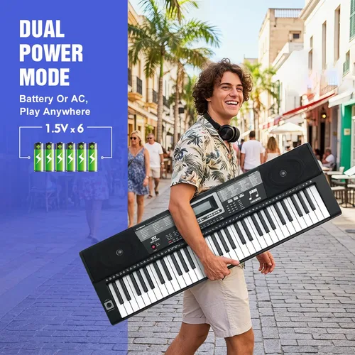 Miniatura 8 de MUSTAR - Teclado de piano, teclado de 61 teclas, piano eléctrico con soporte, teclado sensible al tacto, piano de 61 teclas para principiantes